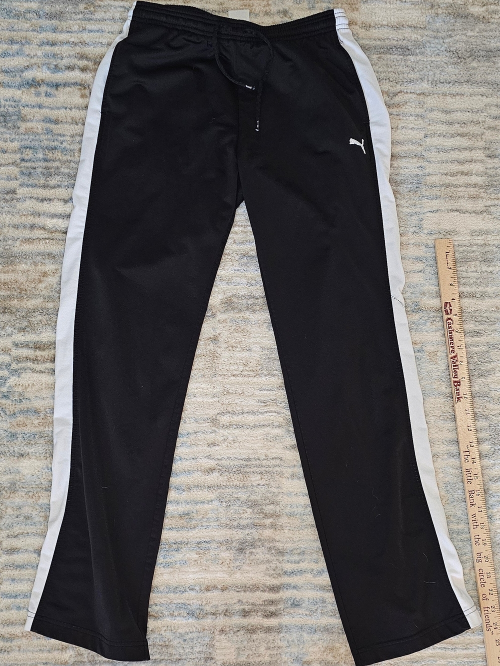 Puma Black Track Pants with White Side Stripes